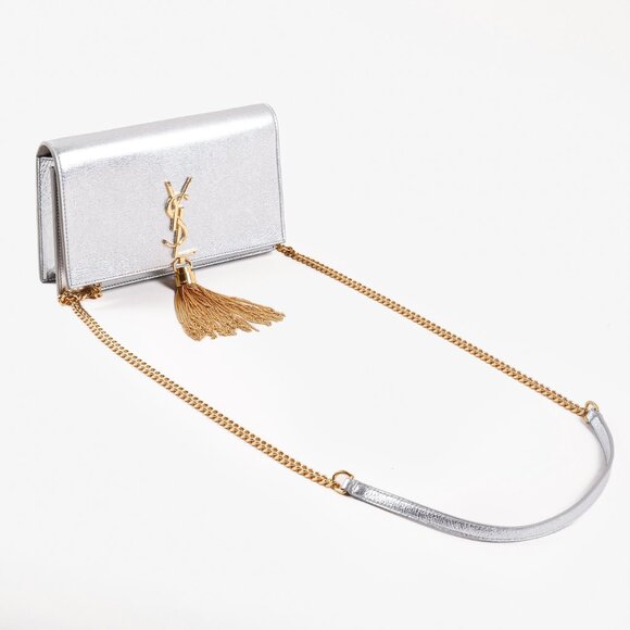 Saint Laurent Silver Leather Kate Tassel Crossbody Bag - Picture 5 of 13